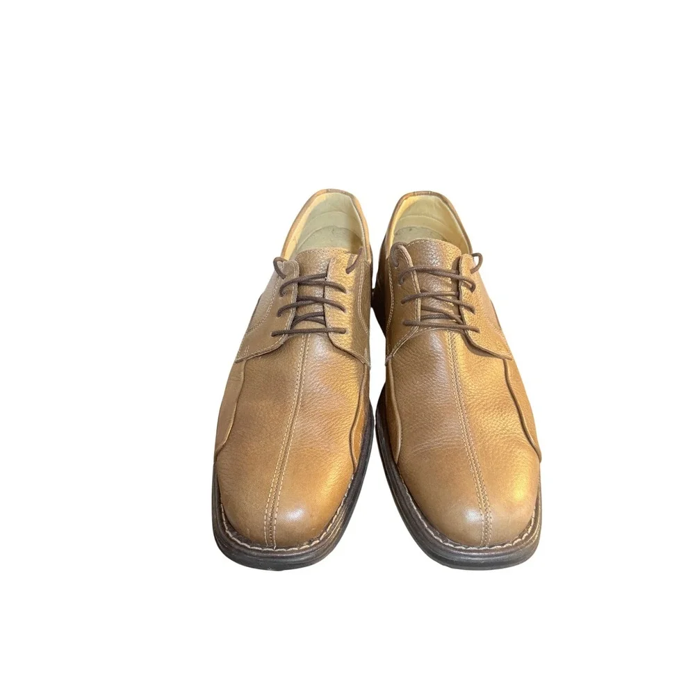 Studio Belvedere Baybridge‎ Mens 8.5 D Tan Brown Leather Square Toe Oxford Shoes